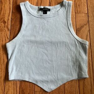 Forever 21 Pale Blue Ribbed Pointed Hem Crop Tank